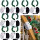 8 Pcs Railing Protection Christmas Garland Ties, White Decorative Banister Garlands Hanger, Adjustable Banister Protective Padded Faux Pine Stems Garland Ties for Staircase Wreath Home Holiday Decor