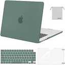 MOSISO Compatible with MacBook Air 15 inch Case M4 M3 M2 2025 2024 2023 Release A3241 A3114 A2941 with Touch ID, Plastic Hard Shell Case&Keyboard Cover&Screen Protector&Storage Bag, Emerald Green