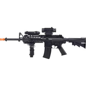 Fire Power SOFT AIR USA F4D AEG Electric Airsoft Rifle with Flashlight and Laser, Black, 200 FPS