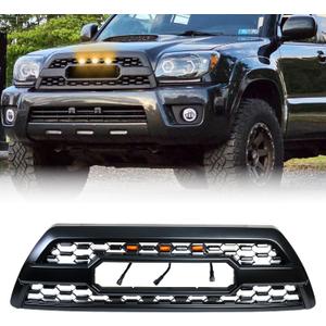 Front Grill Compatible With 4Runner 2006-2009 Matte Black Front Bumper Grille With Accessories/Letters/Amber Light Up