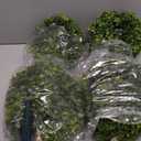 momoplant Artificial Topiary Double Ball Small Trees with Ground Spike 27 Inch Tall for Outdoor/Indoor [2 Pack] 2 Ft Faux Boxwood Plants