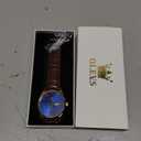 OLEVS Amazon Watches,Brown Leather Watch for Men,Men Day Date Watch,Men's Luminous Watch,Dress Watch for Men,Rose Gold Watch for Men,Men's Fashion Quartz Watch,Waterproof Brown Man Watches (brown leater blue dial)