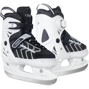 Nattork Adjustable Kids Ice Skate for Boys Girls Adult, Soft Padding and Reinforced Ankle Support Ice Hockey Skates for Beginners (Large(5-8), White)