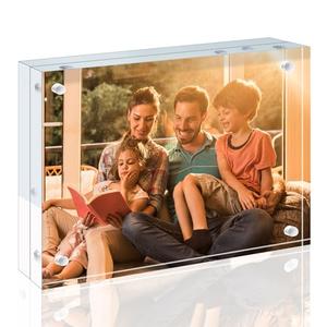 Egofine 6x8 Acrylic Frame, 20mm Thicker Frameless Clear Picture Frame, Double Sided Magnetic Picture Frame, Free Standing Desktop Display