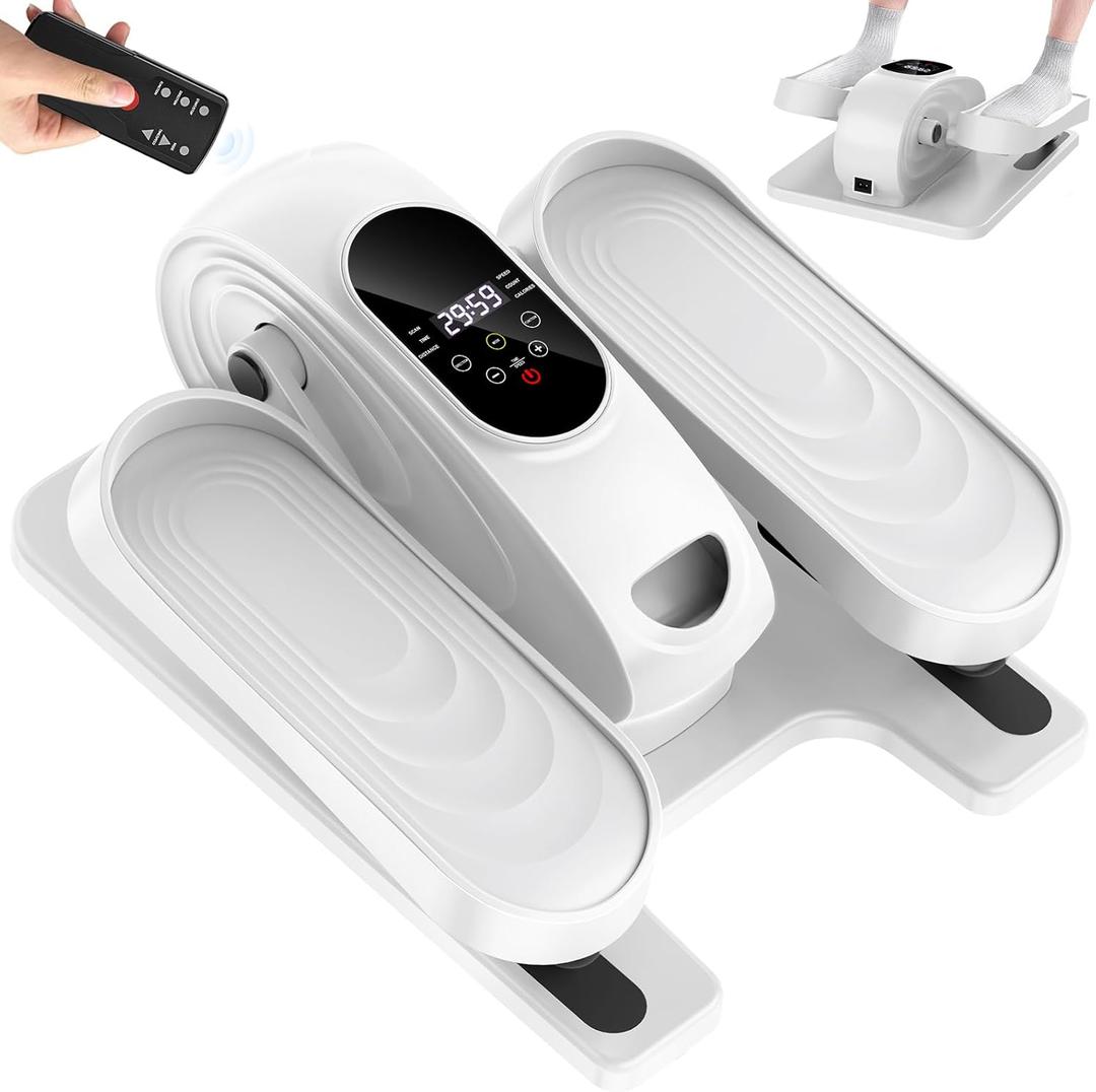 Under Desk Elliptical Exercise Machine, Electric Ellipse Leg Exerciser as Seen on TV, 15 Speeds Foot Exerciser While Sitting for Seniors, Portable Seated Pedal Exerciser for Home Office