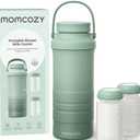 Momcozy 22oz Portable Breast Milk Cooler for Outdoor, Life Saver with 360° Total Cooling for 24 Hours, Larger Capacity Travel Breastmilk Chiller with 2pcs Baby Bottles for Breastmilk Storage, Green