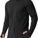 Long Sleeve Quick Dry, Performance Workout Hiking, Athletic T-Shirt (Black, XXL)