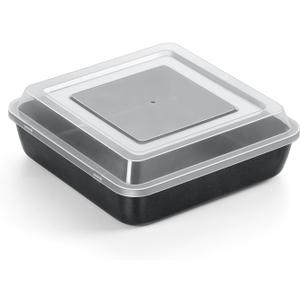 TeamFar 9x9 Inch Square Cake Pan with Lid, Non-Stick Square Baking Roasting Pan, with Stainless Steel Core for Cooking Brownie Lasagna, Non-Toxic & Heavy-Duty, Release & Clean Easily (1 Pan+1 Lid)