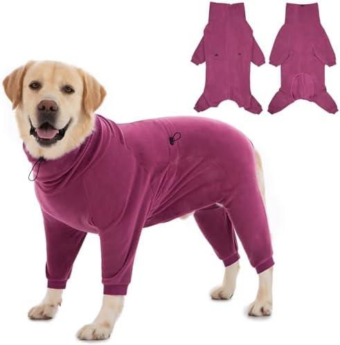Axcimond Cozy Dog Jacket Winter Full Body Dog Coat Warm Dog Sweater Fleece Dog Pajamas Pet Clothing Dog Fleece Jumpsuit Dog Thermal Jacket Dog Winter Coat for Small Medium Large Dogs Fleece Dog Onesie (Magenta,Medium)