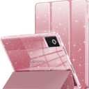 INFILAND Case for Lenovo Idea Tab 11" 2025 Cute Glitter Clear Slim Protective Cover with Pencil Holder for Kids, Girls, Woman Fit Lenovo Idea Tab 11 Inch TB-336ZU/336FU (Rose Gold)