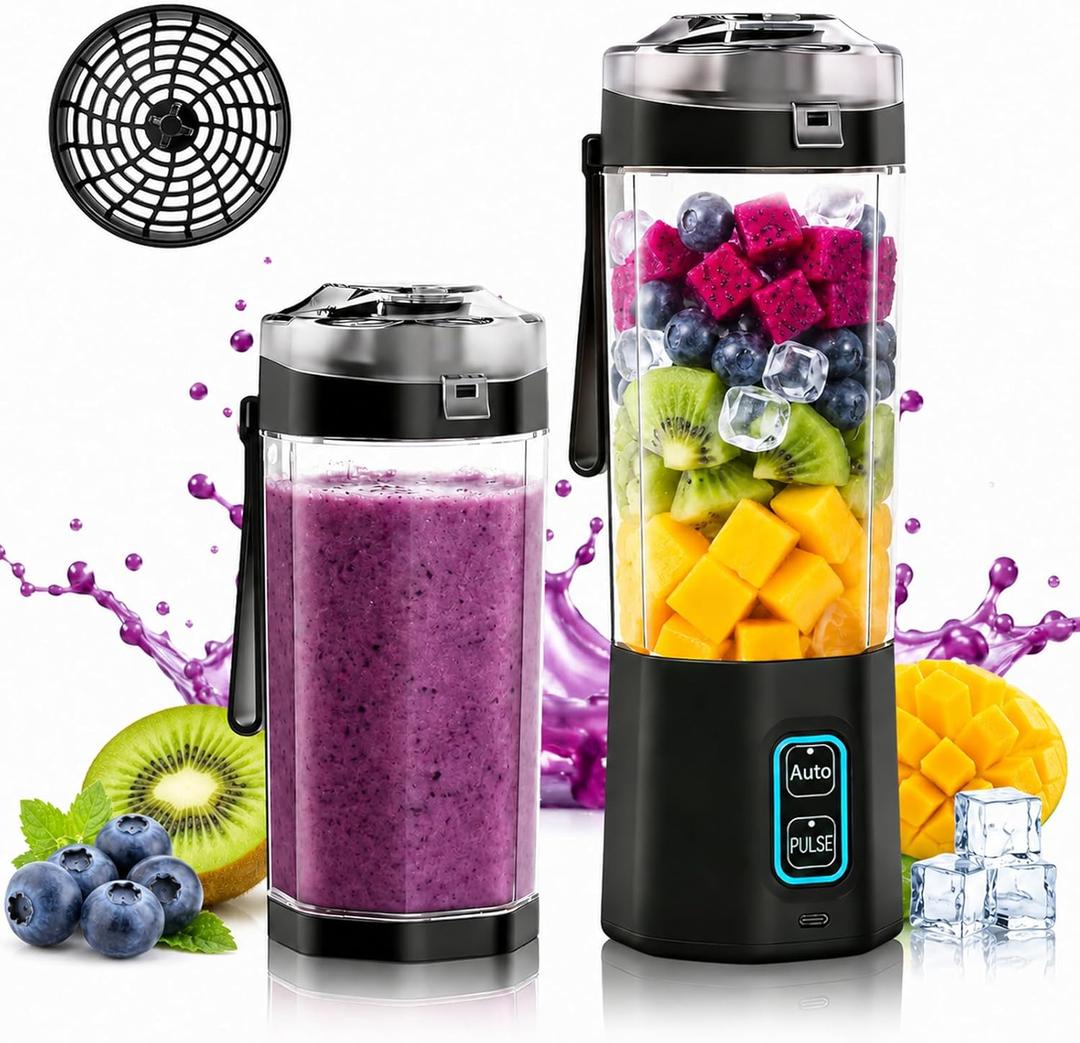Portable Blender for Smoothies, 24 oz Cordless Personal Juicer Protein Shaker with Leakproof Lid, BPA Free, Rechargeable, Mini Licuadora Portatil for Kitchen Outdoor Traveling Camping Gym Fitness