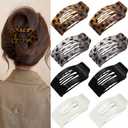 8 Pack Tortoiseshell Flat Hair Clips for Women – Large Neutral Glossy No-Slip Rectangle Claw Clips for Thick & Thin Hair, Strong Hold Square Hair Accessories, Chic Neutral Leopard Pattern