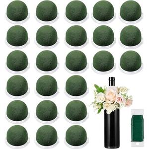Tessco 12 Pcs Mini Floral Foam Holder Round Floral Foam with Green Arrangement Wire Arrangement Supplies for Table Wedding Wine Bottle Decor