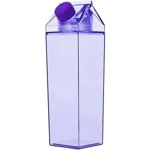 Corvelia 500ml/ 17oz Cute Leakproof Clear Milk Carton Water Bottle Portable Drinkware for Outdoor Climbing Tour or Camping
