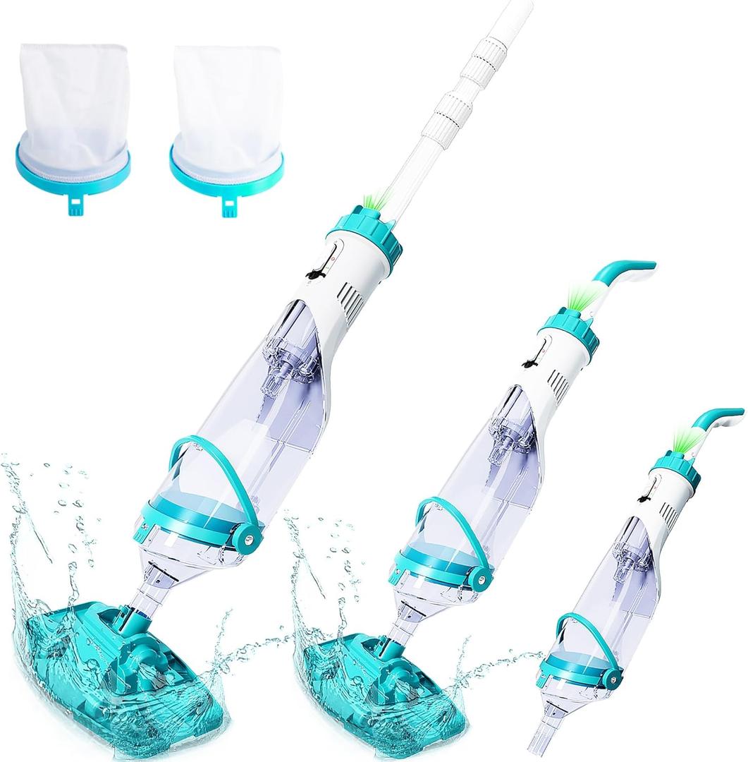 2025Upgraded Cordless Pool Vacuum for Above Ground,LED Display&11.5" Wider Head,Handheld Pool Spa Vacuum Cleaner for Inground Pools Hot Tub,Rechargeable,up to 19.5 GPM for Leaves,Debris,Shallow Steps (GREEN)
