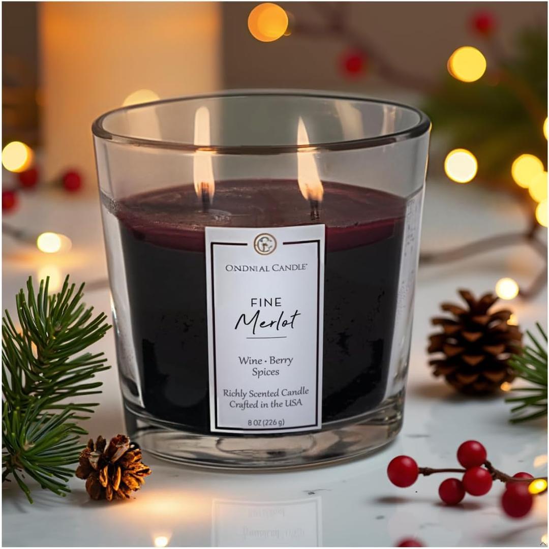 Colonial Candle Fine Merlot Scented Candle Jar, Highly Fragranced Candles for Home Scented, Mottled Wax Candle, 2 Wick, 8 oz - Made in The USA (Classic Large Oval Jar)