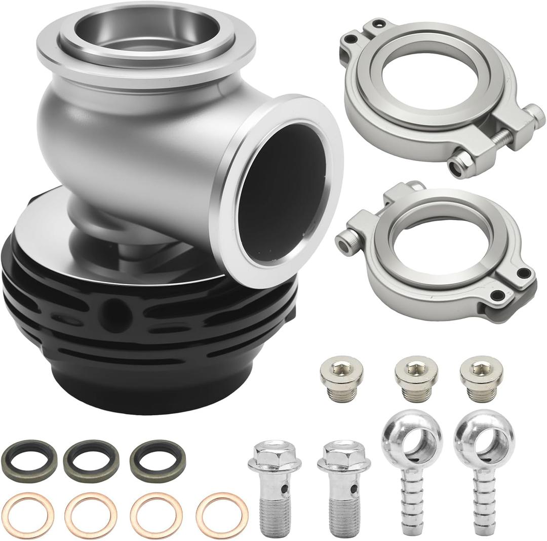 Hoypeyfiy Turbo Exhaust Manifold External Black 38MM, Pressure Relief Valve Wastegate dump pipe valve Replacement for TIAL MVS Black With V-band And Flanges MV-S (38mm Wastegate)