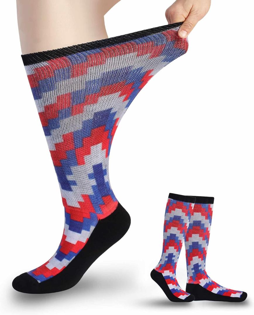 Diabetic Socks for Women & Men Extra Wide, Over The Calf Non Binding Lymphedema Neuropathy Swollen Feet for Women Men (Large, M-digital-1pair)