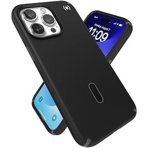 Speck iPhone 15 Pro Max Case - ClickLock No-Slip Interlock, Built for MagSafe, Drop Protection - Scratch Resistant, Soft Touch, 6.7 Inch Phone Case - Presidio2 Pro Black/Slate Grey/White