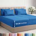 Extra Deep Split King Sheet Set - 7 Piece Breathable and Cooling Sheets - Hotel Luxury Bedding for Women, Men, Kids & Teens - Easy Secure Fit - Soft & Wrinkle Free - Extra Deep Pockets - Royal Blue