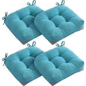 MAGIC ELEPHANT Chair Cushions for Dining Chairs, Memory Foam Kitchen Chair Cushions Set of 4, Non-Slip Thick Dining Room Chair Pads Seat Cushions, 15.5" x 15.5" x 4" (Aqua Blue)