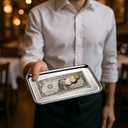 IMEEA Small Silver Tray Rectangular SUS304 Stainless Steel Bathroom Tray for Jewelry, Perfume, Vanity, Serving, 8 x 4.6 inch