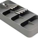 Joseph Joseph DrawerStore Compact Utensil Organizer For Kitchen Drawer Silverware, Flatware Tray, Grey (Large)