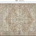 10x14 Area Rugs for Living Room, Washable Boho Non-Slip Vintage Distress Large Rugs for Bedroom Dining Room Office, 0.3" Neutral Oriental Throw Thin Carpet, Brown/Multi