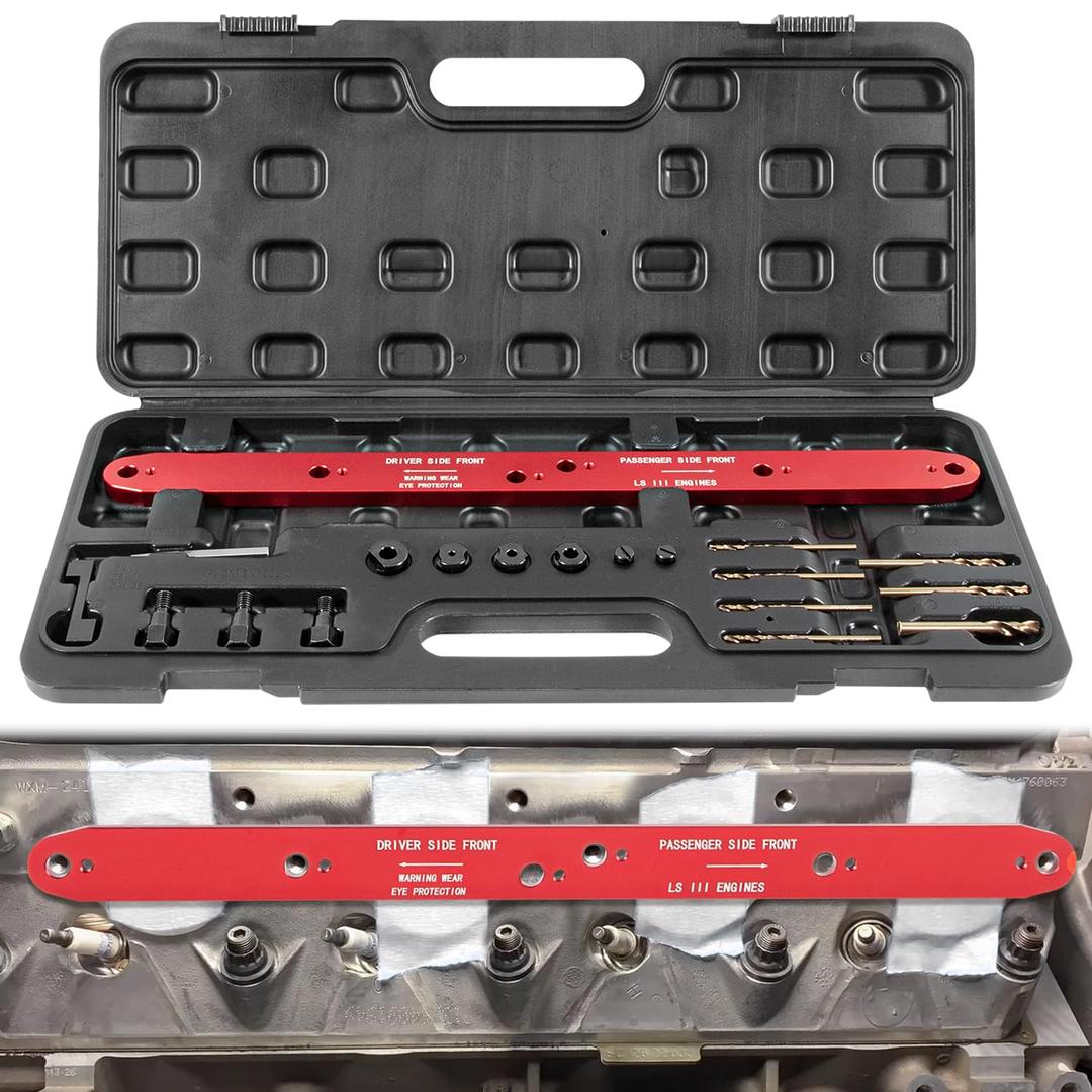 71400 Manifold Drill Template fit for GM LSIII 4.8L, 5.3L, 6.0L Motors for Chevy Engines (1999-newer) Removal Tool Kit Remove Broken Exhaust Precision Manifold Bolts Stud Without Damage Cylinder Head