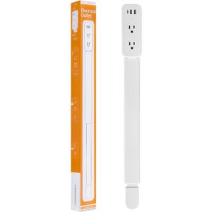 Electrical Outlet Extender Stick - Features USB-A, USB-C and 2 AC Outlets, Extends 22"-34", Rotates 360° Access Hard-to-Reach Outlets, Wall Plug Power Socket Expander Nightstands, Sofa, Desks and More