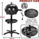 QPMR Electric Grill Outdoor/Indoor, Portable BBQ Grill with Nonstick Surface,200 Square Inches Indoor Electric Barbecue Grill with Adjustable Heat, Stand/Tabletop, for Patio/Yard/Home(Black)