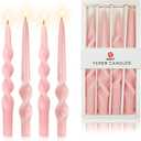 Spiral Candle Pink 10 Inch Tall Taper Candle 4 PCS Unscented Candles Sticks Smokeless Tapered Candles for Home Party Wedding Decoration Valentine's Day Anniversary & All Special Occasions