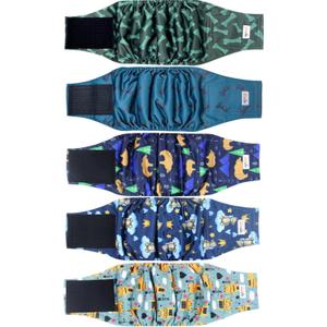 5 Pack Dog Diapers Male, Premium Belly Bands for Male Dogs, High Absorbing Male Dog Pee Wraps for Doggie in Incontinence or Excitable Urination and Training M