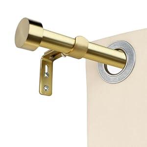 WORLD RODS Modern Curtain Rods for Windows 18 to 144 inches, 1 Inch Metal Drapery Rods, Adjustable Heavy Duty Long Single Curtain Pole for Living Room Bedroom (Warm Gold)