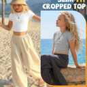 3 Pack Girls' Crop Tops Short Sleeve Teen Ribbed Crew Neck T Shirts Kids Fitted Side Ruched Summer Casual Tees 11-12y
