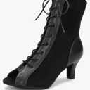 YYTing Women Suede Ballroom Dance Boots Latin Salsa Dress Shoes Practice Footwear 2.5inch 3.5inch Heels YT22 Size 6