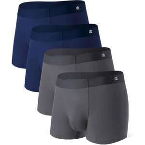 DAVID ARCHY Men's Underwear Trunks Micro Modal Support Pouch Soft Breathable Seamless Underwear for Men for 4 Pack (S, Navy Blue/Dark Gray)