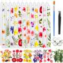 MTLEE 30 Pack Pressed Flower Candles Making Kit 6 Set Dried Pressed Flowers 12 White Taper 10 White Tealight Candles with Tweezers Brush for DIY Crafts Birthday Wedding Party Favors