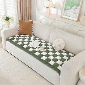 OstepDecor Fluffy Faux Fur Couch Covers, Sofa Cover Washable, Super Soft Plush Couch Blanket Cover, Thick Cozy Sofa Slipcovers Furniture Protector for Couches and Sofas (27.6" x 70.9", Green)