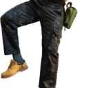 Men's Hiking Tactical Pants Lightweight Work Cargo Pants Waterproof Outdoor Trousers Pants for Men (Black, L)