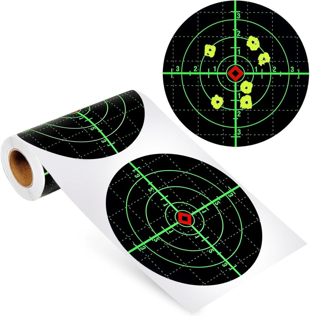 Shooting Targets, 6" Splatter Targets Stickers 100 Pack Self Adhesive Paper Target for Shooting Range Reactive Fluorescent Yellow Gun Target for Shooting Practice
