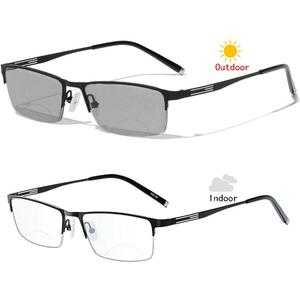 laureles Bifocal Reading Glasses Men Business Sun Photochromic Lens Metal Half Frame Fashion Transition Readers