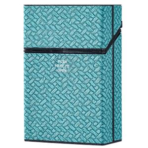 5 x Cigarette Case, Woven Pattern with Elastic Switch, Up to 20 Cigarettes for 85mm King Size (Grayish Cyan)