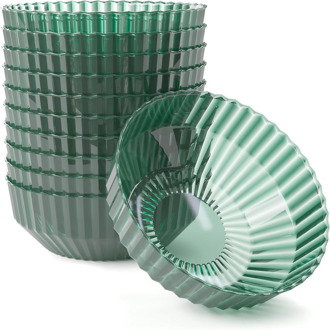 Exquisite Green Plastic Bowls Disposable - 16 Oz - 20 Count - Disposable Soup Bowls - Great for Weddings Parties And Formal Occasions
