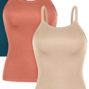 ODODOS Seamless Tank for Women Ribbed Strappy Sleeveless Shirts Scoop Neck Cami Tops, L