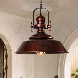 14" Copper Pendant Light, Farmhouse Industrial Vintage Hanging Light Fixture for Kitchen Island, Dining Room, Barn, Bar, Antique Red Bronze Finish