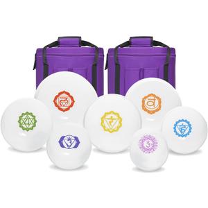 440HZ 6"-12" Set of 7 Paternoster Frosted Quartz Crystal Singing Bowl Set for Chakra Healing with 2 pcs Carrying Case