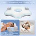 Cervical Neck Pillow, Memory Foam Pillows for Neck and Shoulder Pain Relief, 2 Heights Ergonomic Pillow with Breathable Ice Silk Cover, Neck Support Pillow for Side Sleepers White