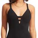 Seafolly Women's Active Deep V Plunge Maillot One Piece Swimsuit (12)