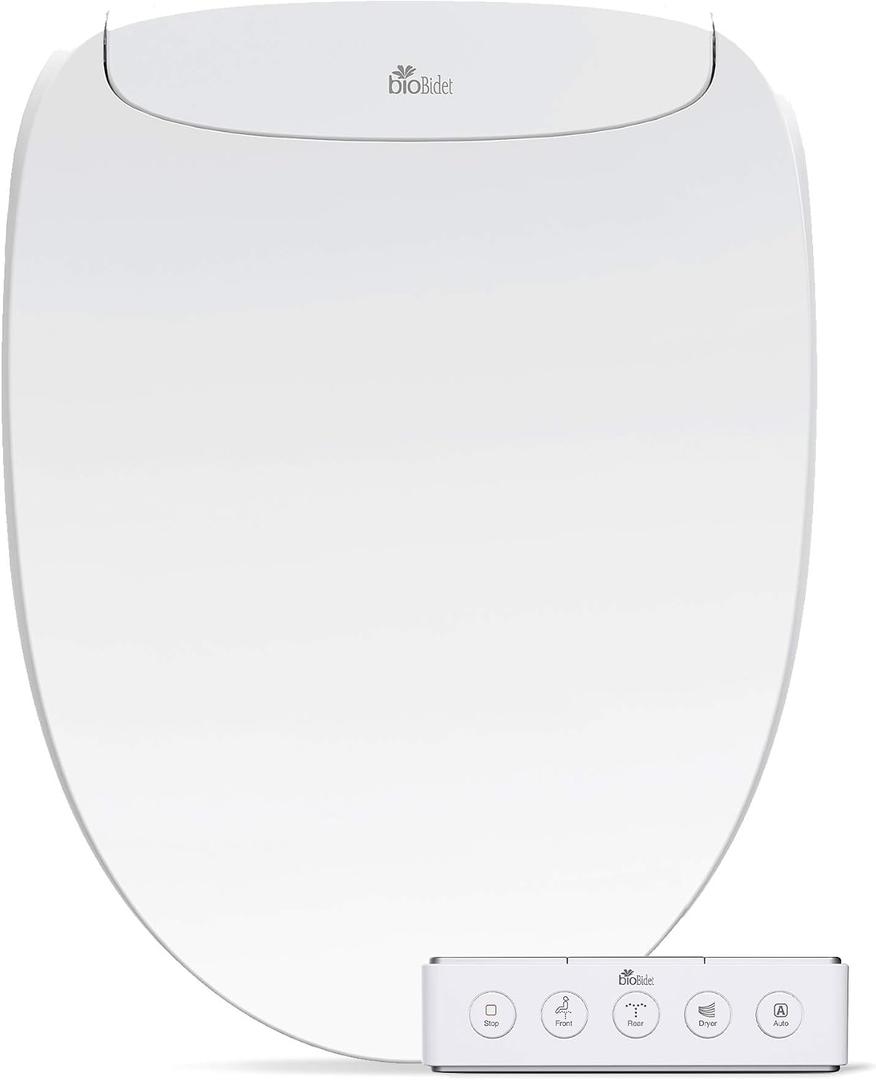 Bio Bidet DLS Premium Heated Bidet Seat, Warm Water & Air Dryer, Auto Open and Slow Close Lid, Elongated (20.8"L x 15.9"W)